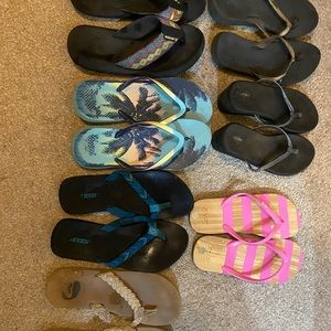 Flip flop bundle pack 7 pairs all size 8, used